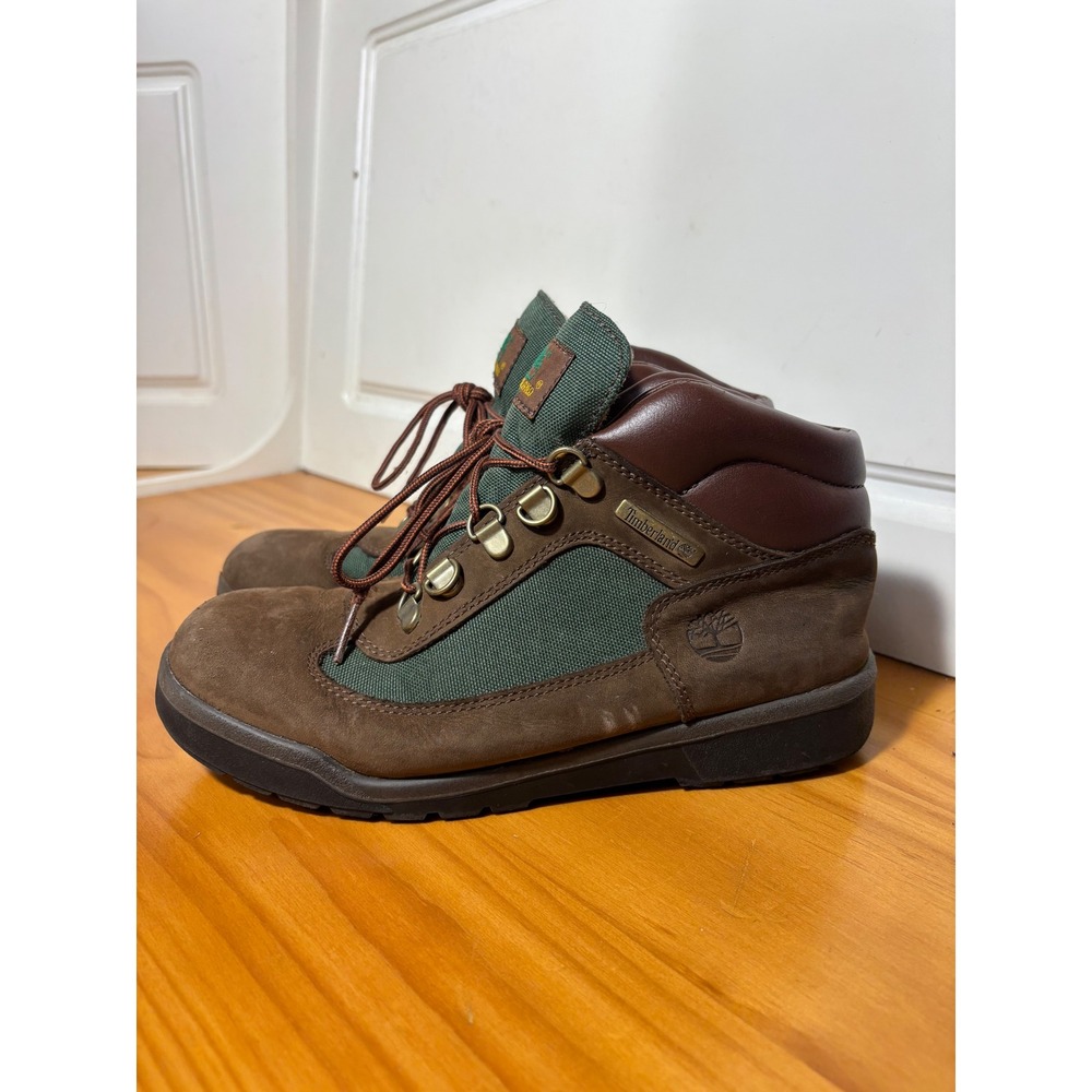 Timberland Kids Brown Green Suede Leather‎ Lace Up Mid Calf Boots Size